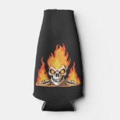 Retro Dood Burning Skelet Schedel in Vuur Flesjeskoeler (Voorkant)