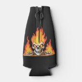 Retro Dood Burning Skelet Schedel in Vuur Flesjeskoeler (Achterkant)