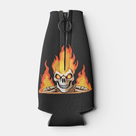 Retro Dood Burning Skelet Schedel in Vuur Flesjeskoeler (Achterkant)