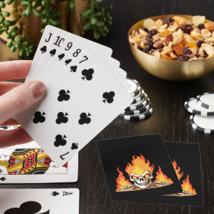 Retro Dood Burning Skelet Schedel in Vuur Pokerkaarten