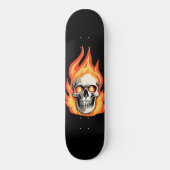 Retro Dood Burning Skelet Schedel in Vuur Skateboard (Voorkant)