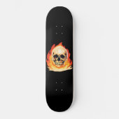 Retro Dood Burning Skelet Schedel in Vuur Skateboard (Voorkant)