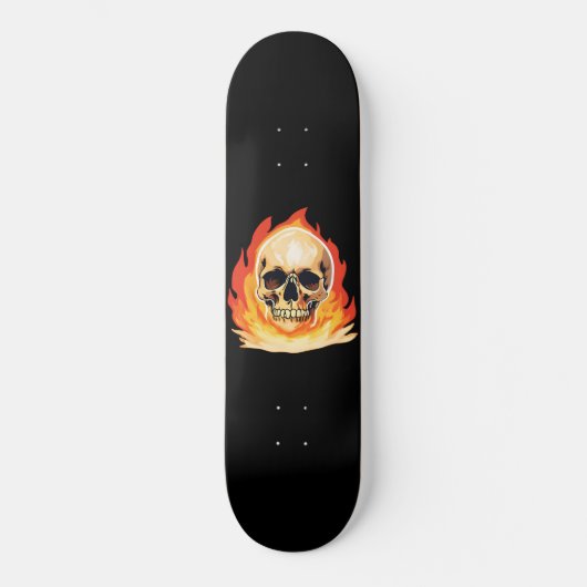 Retro Dood Burning Skelet Schedel in Vuur Skateboard (Voorkant)
