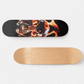 Retro Dood Burning Skelet Schedel in Vuur Skateboard (Horizontaal)