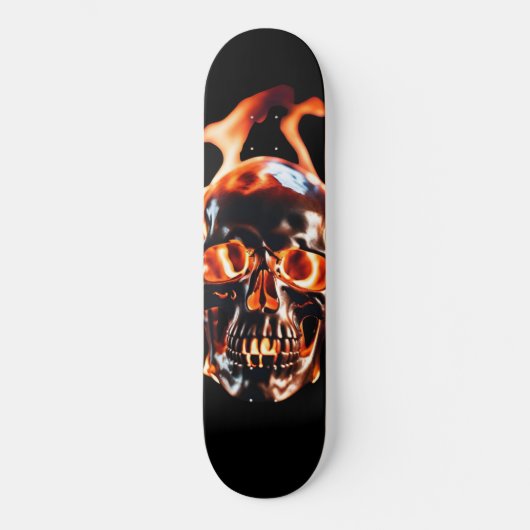 Retro Dood Burning Skelet Schedel in Vuur Skateboard (Voorkant)