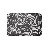 Retro Doodle golvende lijnen: Monochroom Badmat (Voorkant)