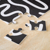 Retro Doodle golvende lijnen: Monochroom Legpuzzel (Zijkant)