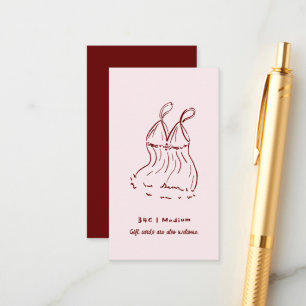 Retro Doodle   Lingerie grootte Vrijgezellenfeest Informatiekaartje