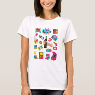 Retro Doodle Sticker Collage Grafische T-Shirt
