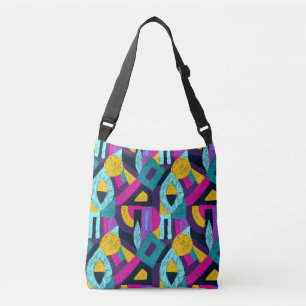Retro doodles: geometrische pop kunst. crossbody tas