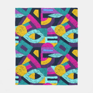 Retro doodles: geometrische pop kunst. fleece deken