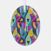 Retro doodles: geometrische pop kunst. glas ornament (Voorkant links)