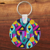 Retro doodles: geometrische pop kunst. sleutelhanger (Achterkant)