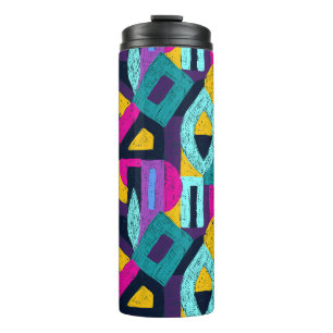 Retro doodles: geometrische pop kunst. thermosbeker