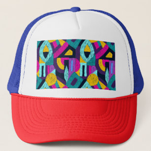 Retro doodles: geometrische pop kunst. trucker pet