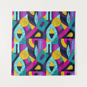 Retro doodles: geometrische pop kunst. wandkleed