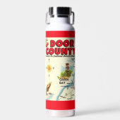  Retro Door County kaart Waterfles (Voorkant)