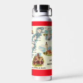  Retro Door County kaart Waterfles (Achterkant)