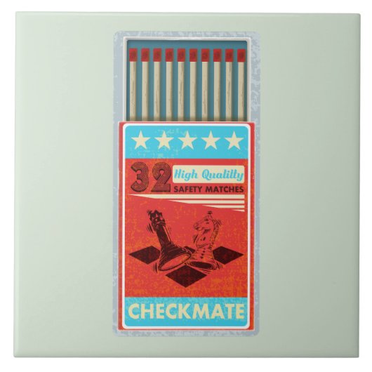 Retro doos van lucifers pop art tegeltje (Voorkant)