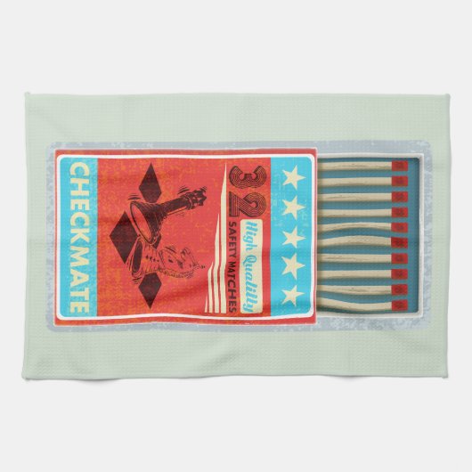 Retro doos van lucifers pop art theedoek (Horizontaal)
