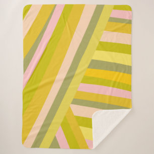 Retro Dopamine Decor Gestreepte Roze Groen Preppy Sherpa Deken