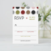 Retro Dots Fuzzy Colorful Mod Art Wedding RSVP (Debout devant)