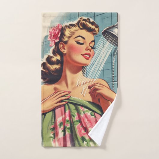 Retro Douche Pin Up Bad Handdoek (Handdoek)