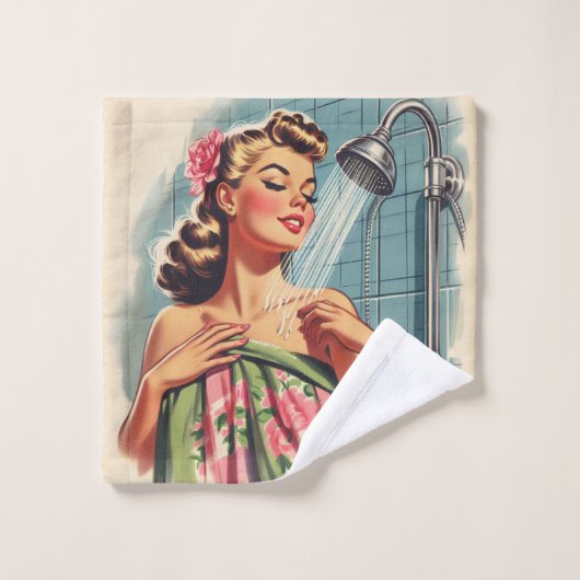 Retro Douche Pin Up Bad Handdoek (Wasdoekje)