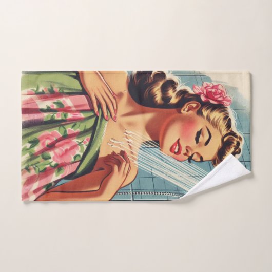 Retro Douche Pin Up Bad Handdoek (Handdoek)