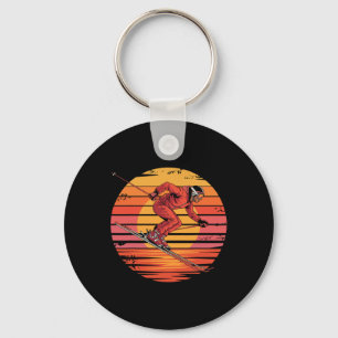 Retro Downhill Skiën Sunset Sportcadeaus Sleutelhanger