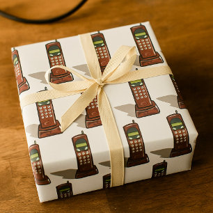 Retro draadloze telefoon Vintage 90s Cadeaupapier