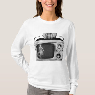 Retro draagbare TV uit de jaren 50 Midden-Eeuwse T-shirt