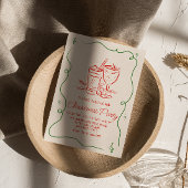 Retro Drawn Green Red Christmas Cocktail Fun Party Kaart