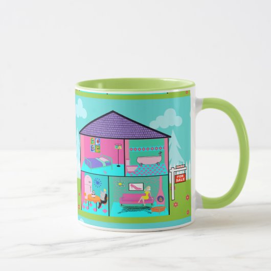 Retro Dream House Mok (Rechts)
