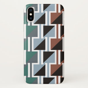 Retro driehoekpatroon en geometrische vierkantjes iPhone x hoesje