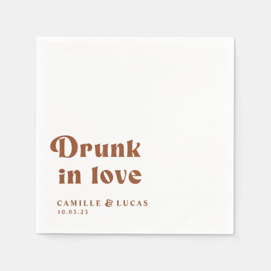 Retro Drink in Love Personalized Napkins Servet (Voorkant)