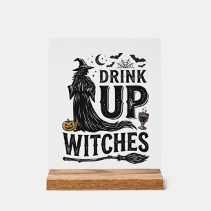 Retro Drink Op Heksen Halloween Shirt Ontwerp_1 Acryl Bord