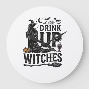 Retro Drink Op Heksen Halloween Shirt Ontwerp_1 Grote Klok
