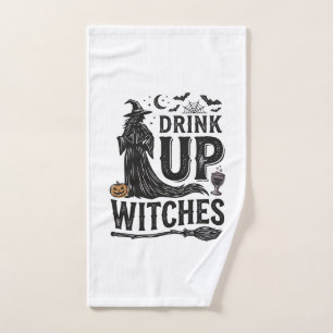 Retro Drink Op Heksen Halloween Shirt Ontwerp_1 Handdoek