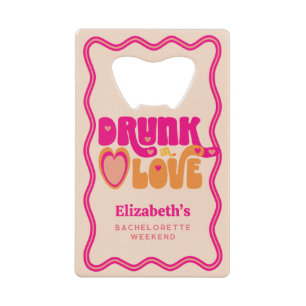 Retro Dronken in Love Bachelorette Weekend Kredietkaart Flessenopener