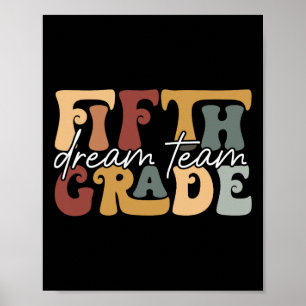 Retro Droomteam van de vijfde klas Groovy Onderwij Poster