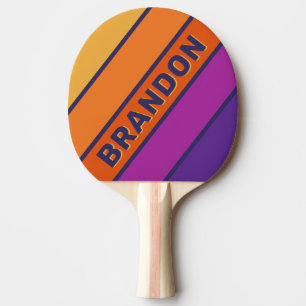 Retro Druif Regenboog Vet Gestreept met Naam Tafeltennisbatje