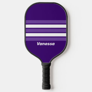 Retro Druivenranken Bos over Strepen met Naam Pickleball Paddle