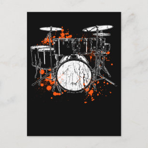 Retro Drum Set Music Drummer Briefkaart