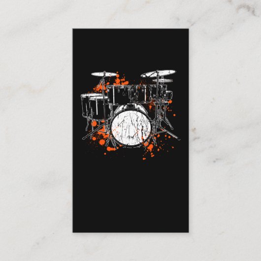 Retro Drum Set Music Drummer Visitekaartje (Voorkant)