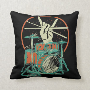 Retro Drum Set Muziek Drummer Drumsticks Kussen