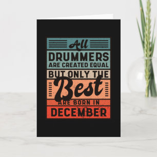 Retro  Drummer Birthday December Kaart