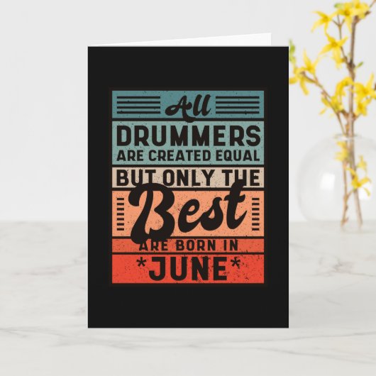 Retro Drummer Birthday June Kaart (Gele Bloem)