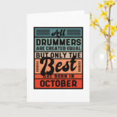 Retro Drummer Birthday oktober Kaart (Gele Bloem)