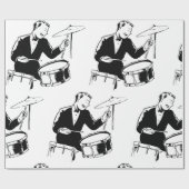 Retro Drummer Cadeaupapier (Vlak)